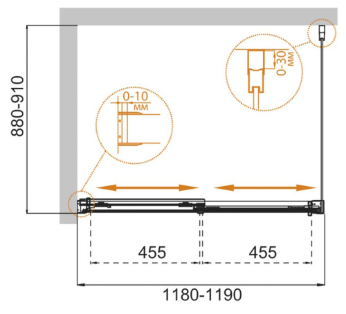 Душевой уголок 120x90 Cezares TANDEM-SOFT-AH-2-120/90-P-Cr-R