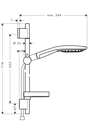 Душевой набор Hansgrohe Raindance Select S 150 3jet штанг 65см, с мыльницей, хром/белый 27802400