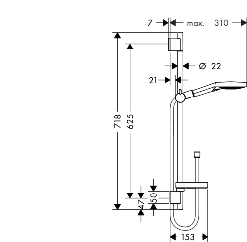 Душевой набор Hansgrohe Raindance Select S 120 3jet штанг 65см, с мыльницей, хром/белый 26630400