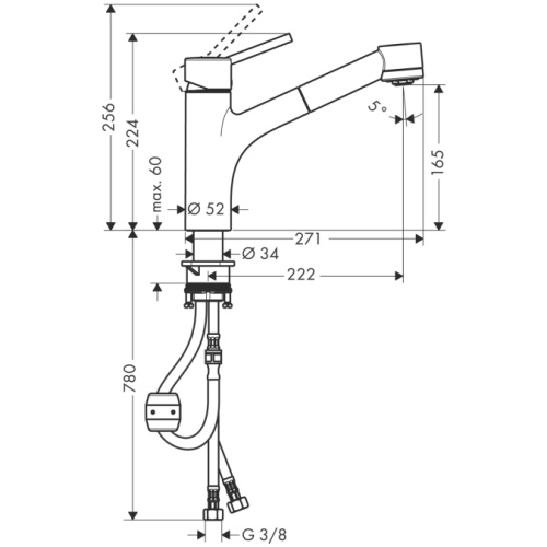 Смеситель для кухни Hansgrohe Talis S 32841000 хром, выдвижной излив