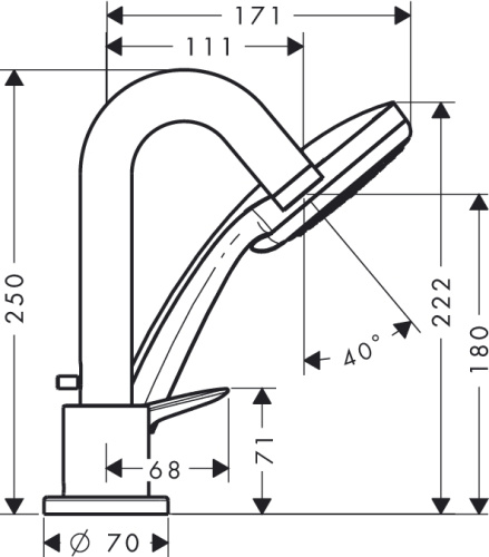 Смеситель для ванны Hansgrohe Logis 71313000 хром, на 3 отверстия