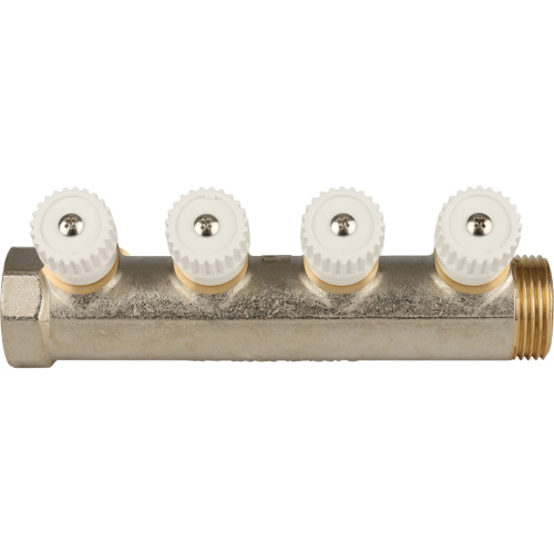 Коллектор 4 выхода STOUT 1"x3/4"евроконус с вентилями SMB 6851 013404