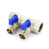 Коллектор 2 выхода Tiemme 3/4"x1/2"евроконус с кранами, никелированый 1820004