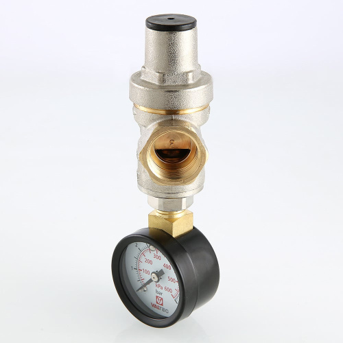 Редуктор давления Valtec поршневой с манометром, от 0,5 до 5,5 бар 1/2" VT.088.N.0455