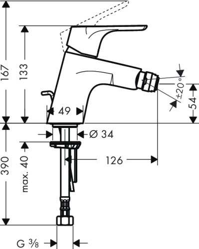 Смеситель для биде Hansgrohe Focus 31920000 Хром, донный клапан