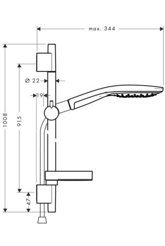 Душевой набор Hansgrohe Raindance Select S 150 3jet штанг 90см, с мыльницей, хром/белый 27803400