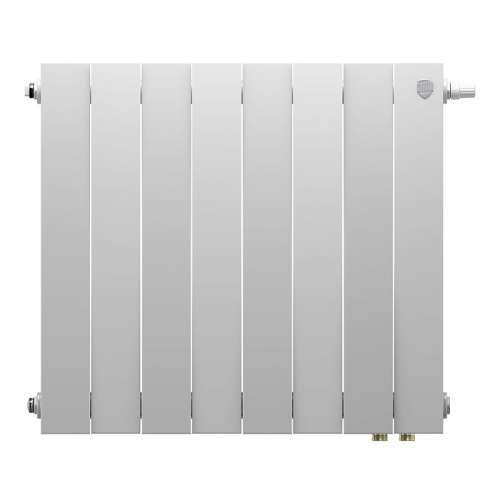 Биметаллический радиатор Royal Thermo PianoForte 500 VDR - 8 секций, нижнее справа, белый Bianco Traffico