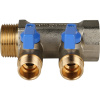Коллектор 2 выхода STOUT 1"x1/2" с кранами, синии ручки SMB 6211 011202